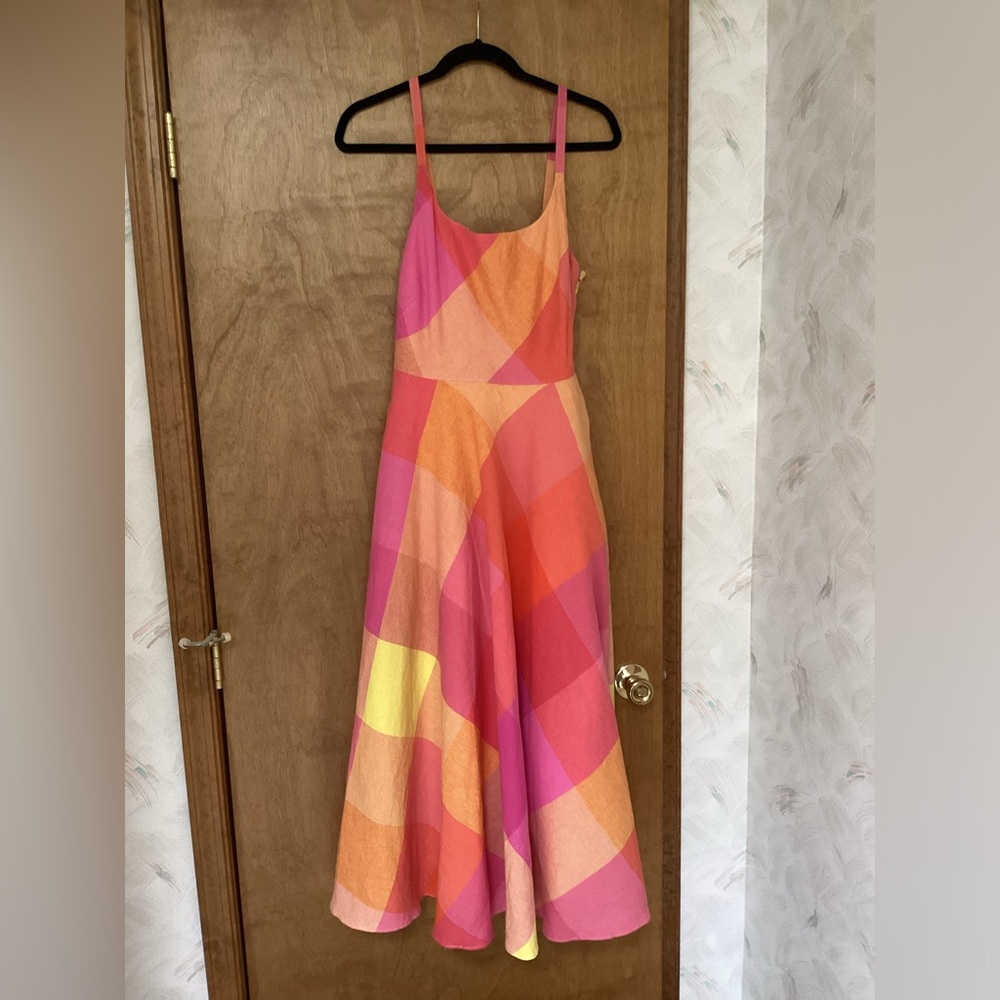 Liz Claiborne,10,Colorblock Pink Orange Yellow Summer Maxi Dress
